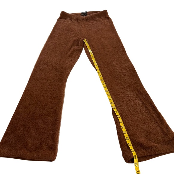 Carbon 38 Fuzzy Matching Crop Top and Pants Set M Brown - Picture 8 of 16